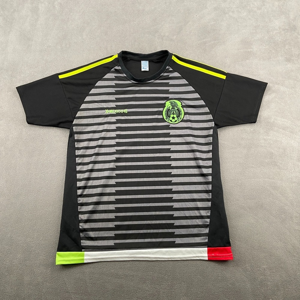 Y2K Mexico National Jersey Sz M Black Remini Football Fifa World Cup Striped